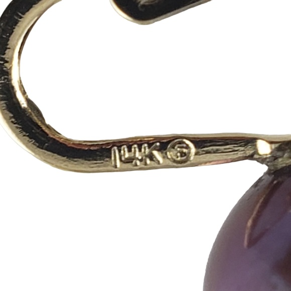 Vintage 14 Karat Yellow Gold and Black Pearl Clip On Earrings #13774 - Picture 4 of 6